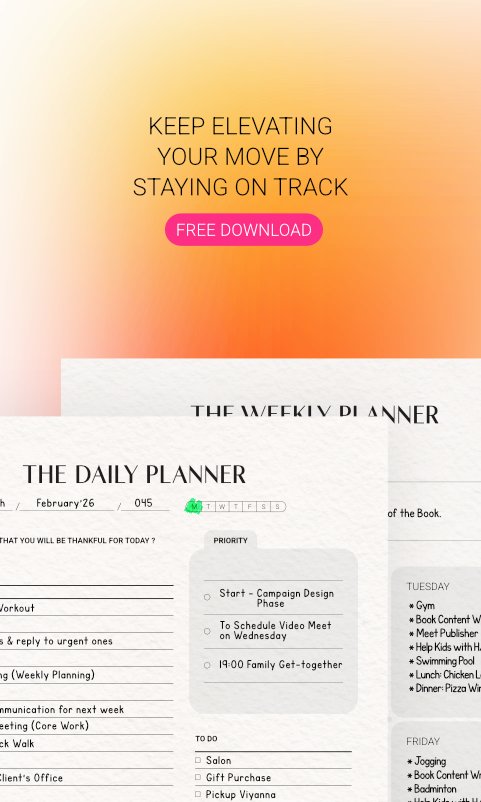 Keep elevating your move by staying on track — free planner download